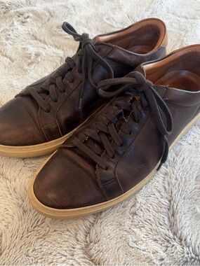 Allen Edmonds Flynn Low Top Leather Sneakers Dark Antique Brown  Size 9.5D Men